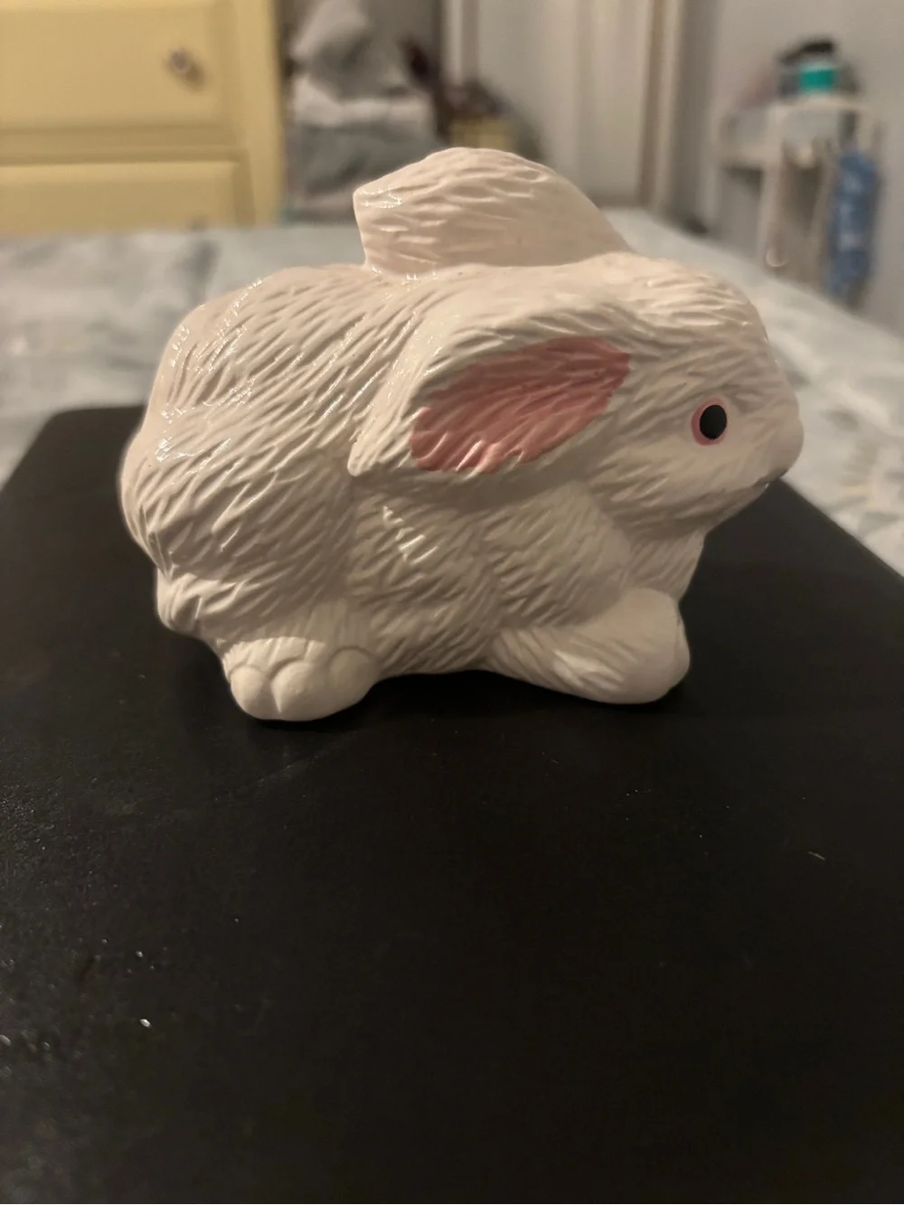 1992 White Ceramic Bunny Figurine for Small Pets Decor
